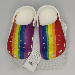 CROCS Adult Colorful Rainbow Clogs - Red and Purple